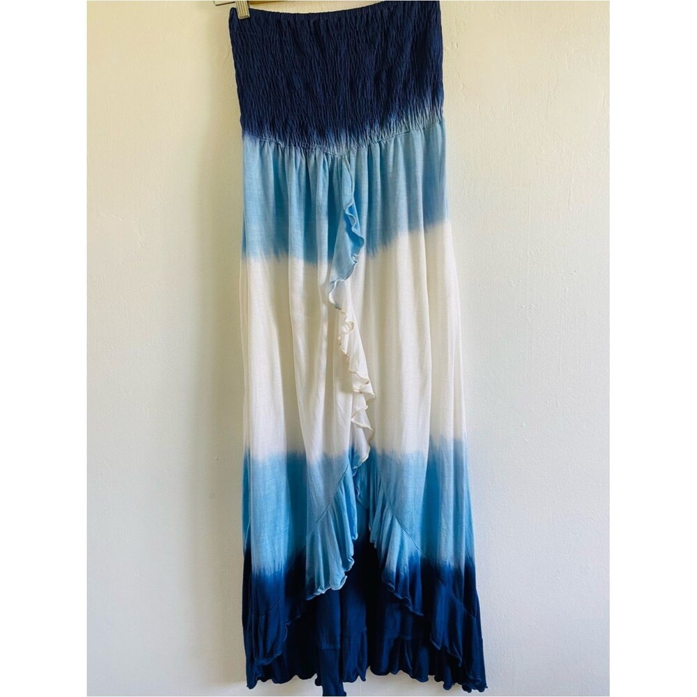 Boho me Tie dye Strapless Smocked Midi Dress Size XS Beachy